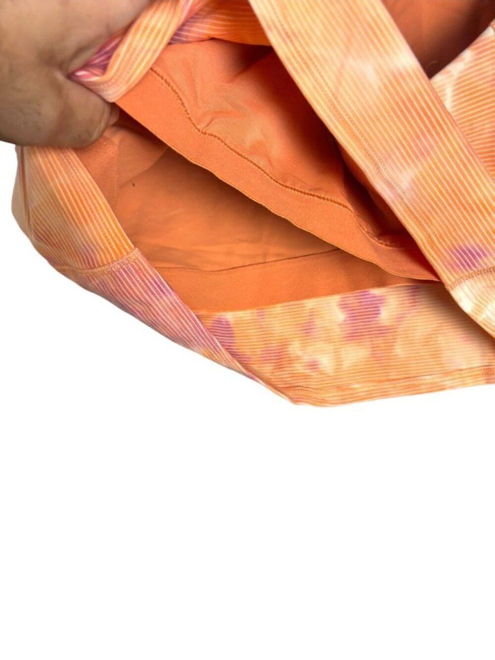 Athleta XL Crop Tank Top Built-In Bra Orange Pink Tie Dye Athletic Workout - Picture 7 of 7